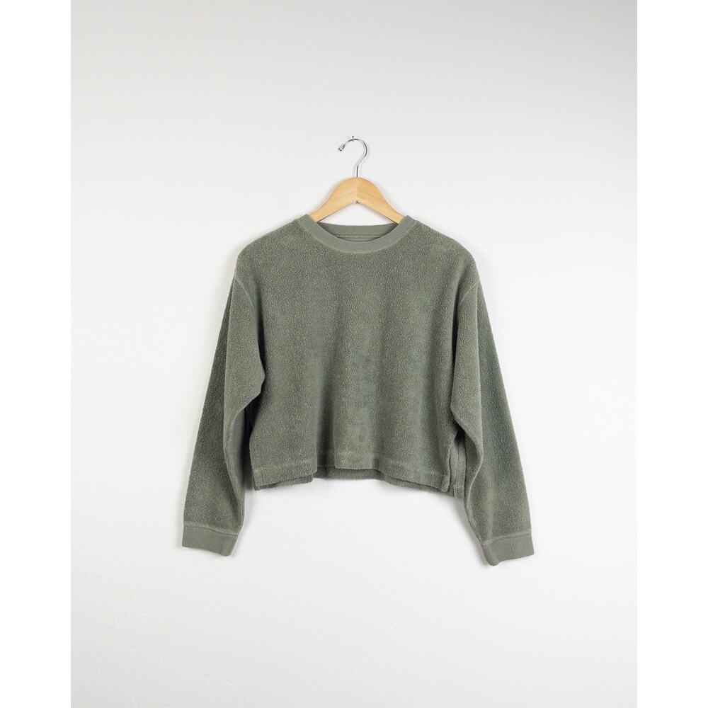 Vintage E.N.U.F. Internationale Cropped Terry Sweatshirt Small Sage Green